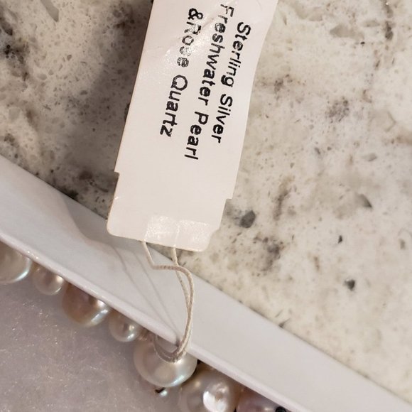 NWT Pink Freshwater Pearls with Quartz and Sterling Silver Necklace - Picture 4 of 4